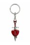Gothic Skull Sword and Red Heart Figured Metal Keychain - 3