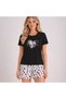 My Love Printed Black T-Shirt & Patterned Shorts Women's Pajama Set – Comfortable Summer Loungewear - 2