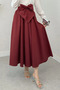 Loose Cut High Waist Skirt with Bow Tie Detail - 7