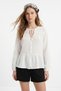 Ecru Front Tie Detailed Buttoned Blouse 4531A - 2