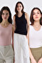 Women's 3-Piece Soft Textured Viscose Standard Fit Daily Undershirt - 3-Piece Advantage Pack