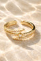 Gold Women's Stone Ring Brass Quality Adjustable - 3