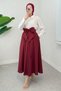 Loose Cut High Waist Skirt with Bow Tie Detail - 4