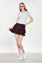 Women's Ruffled Mini Skirt - Plum - 4