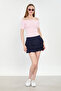 Women's Ruffled Mini Skirt - Navy Blue - 4