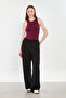 Women's Big Size Drawstring Waist Modal Loose Pants - Black - 4