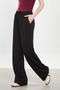 Women's Big Size Drawstring Waist Modal Loose Pants - Black - 2