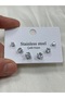 Steel Baguette Square Zircon Stone 6-Piece 3-Size Earring Set - 2