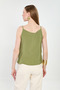 Women's ruffled front blouse with rope straps - khaki - 5
