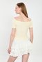 Women's boat neck short sleeve bodysuit - yellow - 5