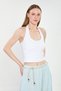 Women's Halter Neck Crop Top with Chest Pads - White - 5