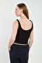 Women's V-Neck Thick Strap Crop Top - Black - 5