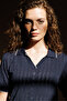 Women's Polo Neck Openwork Thin Knitwear Blouse 26355 Dark Navy Blue - 2