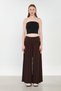 Women's Pleated Loose Trousers - Brown - 3
