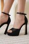 Murren Premium Black Satin Heeled Evening Dress Shoes - 5