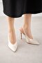 Essential Beige Satin Open Back Pointed Toe Women's Heeled Shoes - 3