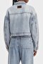 Women's Denim Fabric Short Length Blue Jacket with Buttons and Pockets - 4