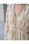 Women's Bohemian Patterned V-Neck Tassel Detailed Lovy Long Dress – Mint Green - 4