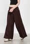 Women's Pleated Loose Trousers - Brown - 2