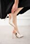Essential Beige Satin Open Back Pointed Toe Women's Heeled Shoes - 5