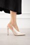 Essential Beige Satin Open Back Pointed Toe Women's Heeled Shoes