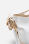 Caliviana White Beige Knitted Women's Strap Detailed Casual Stylish Cross Shoulder Bag - 3