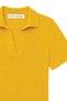 2091 Women's Polo Neck Ribbed Short Sleeve Knitwear Blouse Yellow - 2