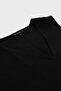 Black V-Neck Linen Blouse with Slit Detail - 6