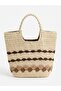 Women's Colorful Straw Weave Handmade Beach and Shoulder Bag-Unlined