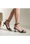 Women's Black Open-Front Single Strap Evening Dress Heeled Shoes Heel Height 7 cm - 3
