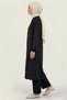 Black 100% Cotton Muslin Fabric Zippered Comfortable Fit Hijab Women's Set - Hajj and Umrah Outfit - 4