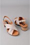Seç 880452 Genuine Leather Heel Sandals (Heel: 5cm) Stone - 7