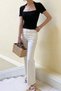 Women's Black Swan Collar Modern Basic Crop T-Shirt – Comfortable Fit Stylish Casual Blouse - 6