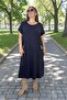 Lycra Beaded Detail Pocket Short Sleeve Cotton Viscose Medium Length Plus Size Dress