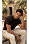 Men's Knitted Pattern Crew Neck Knitwear T-Shirt - 100% Cotton Acrylic - 3
