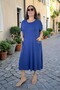 Lycra Beaded Detail Pocket Short Sleeve Cotton Viscose Medium Length Plus Size Dress - 2