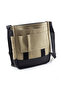 Canvas Fabric Unisex Leather Detailed Vertical Strap Business Briefcase Tablet Cross Shoulder Messenger Bag Beige 1803 - 5