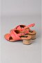 Seç 880452 genuine leather heely sandal (heel: 5cm) coral - 5
