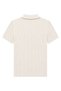2091 Women's Polo Neck Ribbed Short Sleeve Knitwear Blouse Stone - 3