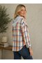 Women's Patterned Colorful Lumberjack Oversized Loose and Wide Fit Casual Double Hooded Jacket Shirt - 4