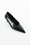 Kitten Black Skin Short Thin Heeled Women's Shoes - 4