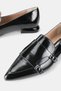 Women's Black Patent Leather Genuine Natural Leather Double Buckle Ballet Flats, Size 36-41 - 3