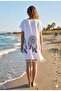 Women's Pattern Print Hand Painted Bohemian Viscose 100% Cotton Peshtemal Beach Dress, Pareo - 2