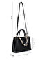 Women's Faux Leather Black Shoulder Bag - 2