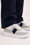Men's White-Navy Blue Genuine Calf Suede and Leather Sneaker Shoes – Prague - 3