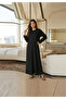 Premium Nida Fabric Open Front Black Embroidery Muslim Abaya With Sheila
