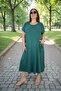 Lycra Beaded Detail Pocket Short Sleeve Cotton Viscose Medium Length Plus Size Dress