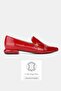 Women's Red Patent Leather Genuine Natural Leather Double Buckle Ballet Flats, Size 36-41