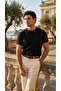 Men's Knitted Pattern Crew Neck Knitwear T-Shirt - 100% Cotton Acrylic