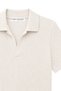 2091 Women's Polo Neck Ribbed Short Sleeve Knitwear Blouse Stone - 2